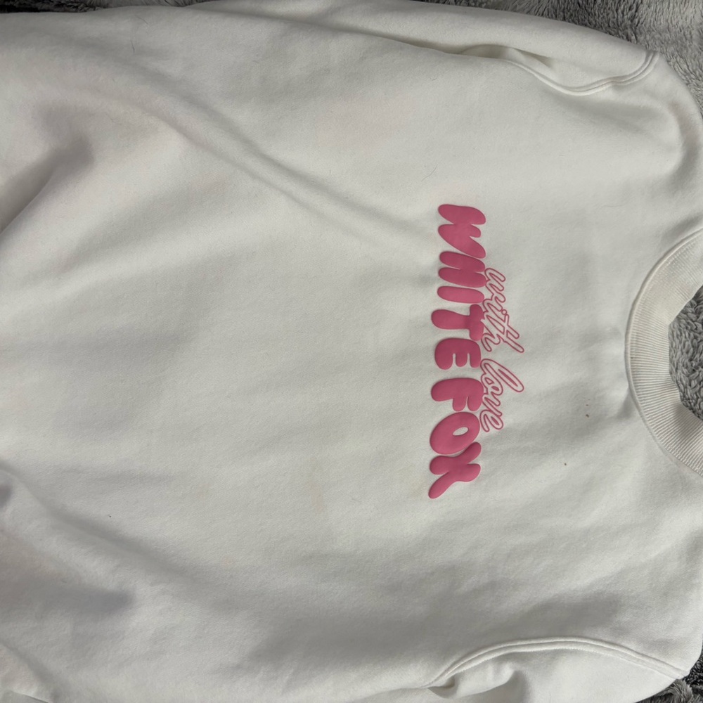 White Fox Boutique White and Pink Sweater